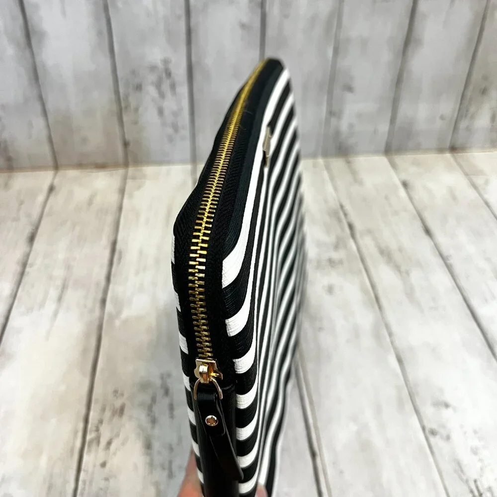 Kate Spade Saffiano Black & White Stripe Tablet Laptop Case